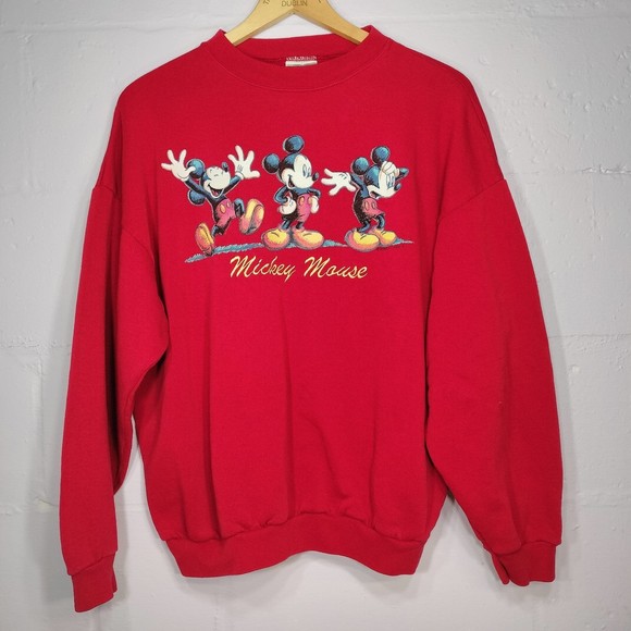 Disney Other - Vintage Disney Mickey Mouse Red Embroidered Printed Crewneck Sweatshirt Tultex